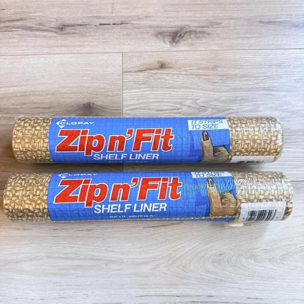 Zip-N-Fit 10 Ft By 12 Inches Brown Adhesive, Ribbed Drawer Liner New 2 Packs